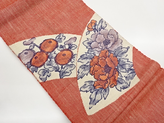 JAPANESE NAGOYA OBI / MAWATA TSUMUGI / WOVEN KIKU